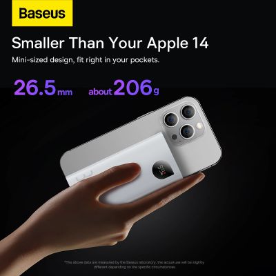 10. Baseus Adaman2 Powerbank mit Digitalanzeige 2x USB-A / 1x USB-C 10000mAh 30W - Weiß