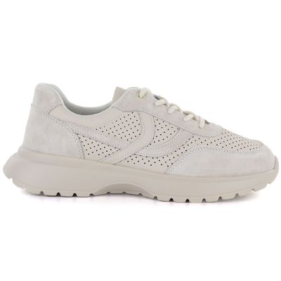 2. Damen-Sportschuhe aus Leder mit Lochmuster, beige, Vinceza 41507