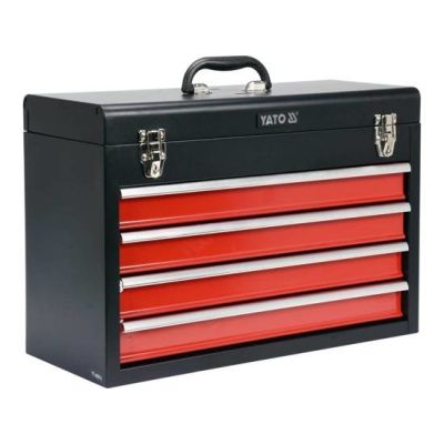 Yato YT-08874 Werkzeugkasten Edelstahl Schwarz, Rot