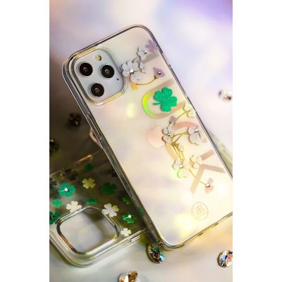 6. Kingxbar Lucky Series Hülle verziert mit originalen Swarovski-Kristallen iPhone 12 mini transparent (Glück)