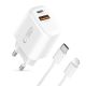 2. Tech-Protect NCA20 PD 20W QC3.0 USB-A / USB-C Wandladegerät + USB-C / Lightning Kabel 100cm - Weiß