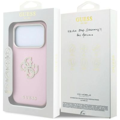8. Guess Smooth & Big Strass Logo Hülle für iPhone 18 Pro / 17 Pro - Pink