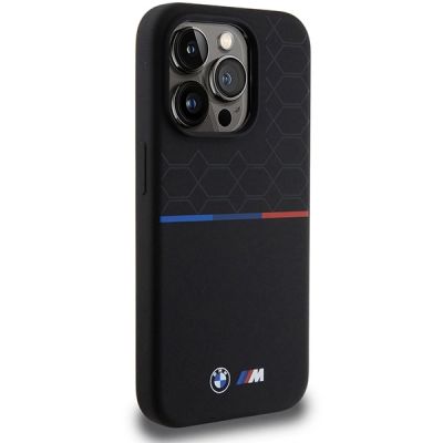 4. BMW M Silicone Pattern MagSafe Hülle für iPhone 15 Pro – Schwarz