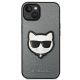 3. Karl Lagerfeld Saffiano Choupette Head Patch Hülle für iPhone 14 Plus - Silber