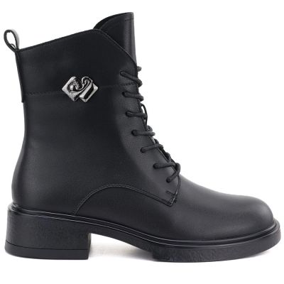 6. Schwarze Damen-Ankle-Boots aus Leder, D&A S.Barski MK62-7014