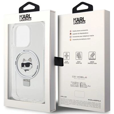 8. Karl Lagerfeld KLHMP15LHMRSCHH iPhone 15 Pro 6,1" weiß/weiß Hardcase Ring Stand Choupette Head MagSafe