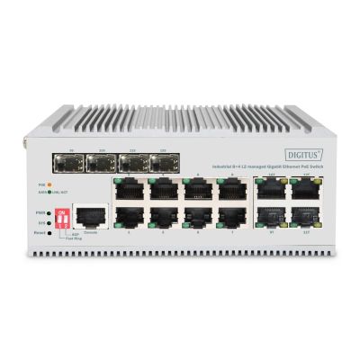 6. Digitus 8-Port Gigabit Ethernet PoE Industrie-Netzwerk-Switch, Managed L2, 4 SFP Uplink