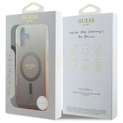 7. Guess IML Glitter Gradient MagSafe-Hülle für iPhone 16 – braun
