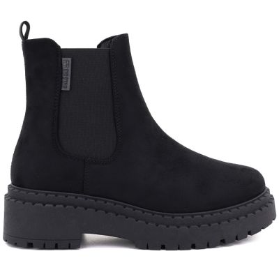 2. Schwarze Wildleder-Ankle-Boots mit Plateau für Damen, Big Star UU274858