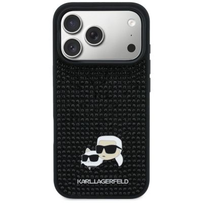 3. Karl Lagerfeld Strass-Hülle mit Karl&Choupette-Motiv für iPhone 17 Pro – Schwarz