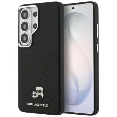 Karl Lagerfeld Saffiano KC Metal Logo MagSafe Hülle für Samsung Galaxy S26 Ultra, Schwarz