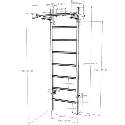 22. Turnwandbarren aus Holz und Metall mit Bank K 221B