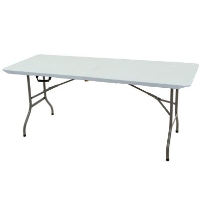6. Cateringtisch, zusammenklappbar in einem Koffer, 180 x 70 cm, max. 100 kg, weiß
