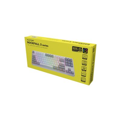 12. HATOR Rockfall 3 TKL Kabellose Tastatur Universal USB + RF + Bluetooth QWERTZ Englisch Weiß