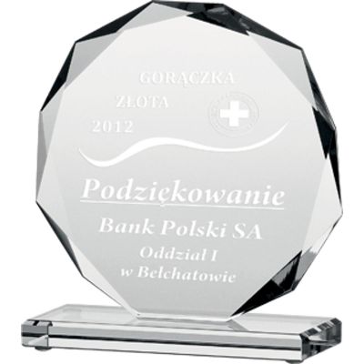9. gravierte Glastrophäe