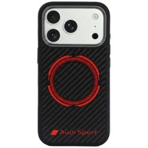 Audi RSQ Carbonfaser Sport Red Circle MagSafe Hülle für iPhone 18 Pro / 17 Pro - Schwarz