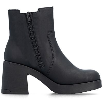 Damen-Chelsea-Boots mit Blockabsatz, gefüttert, schwarz, Rieker 58081-00