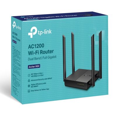 5. TP-Link ARCHER A64 WLAN-Router Gigabit Ethernet Dualband (2,4 GHz/5 GHz) Schwarz