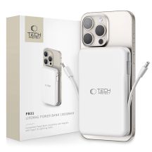 Tech-Protect LifeMag PB31 Powerbank mit MagSafe 10000 mAh 15 W USB-C/USB-A/integriertes USB-C/ Lightning Kabel – Weiß