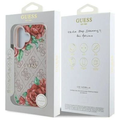 8. Guess GUHMP16SP4ROPEMCP iPhone 16 6,1" Pink/Pink Hardcase 4G Flowers Print MagSafe