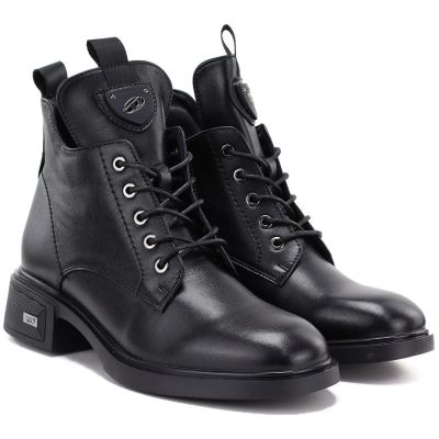 4. Schwarze Damen-Lederstiefeletten mit Absatz Vinceza 133145