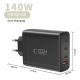 5. Tech-Protect NC140W-GAN 4-Port 140W Wandladegerät – Schwarz