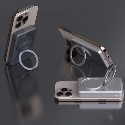 9. Dudao K28 10000 mAh PD 22,5 W MagSafe Powerbank mit Metallgehäuse und Ringständer - Silber