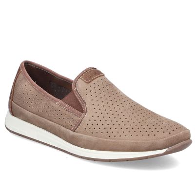 Herren-Ledermokassins mit durchbrochenem Muster, braun, Rieker 11955-64