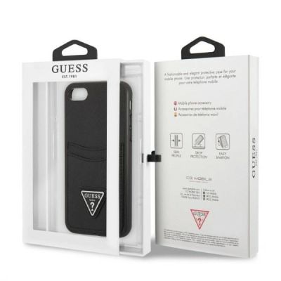 8. Guess GUHCI8PSATPK iPhone 7/8 SE 2020 / SE 2022 Hardcase schwarz/schwarz Hardcase Saffiano Triangle Logo Cardslot