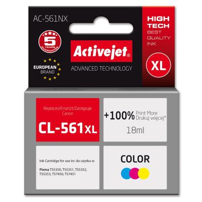 Activejet AC-561NX Tinte (ersetzt Canon CL-561XL; Supreme; 18 ml; Farbe: Cyan, Magenta, Gelb)