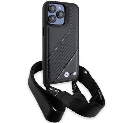 3. BMW M Edition Carbon Stripe & Strap Hülle für iPhone 15 Pro Max – Schwarz