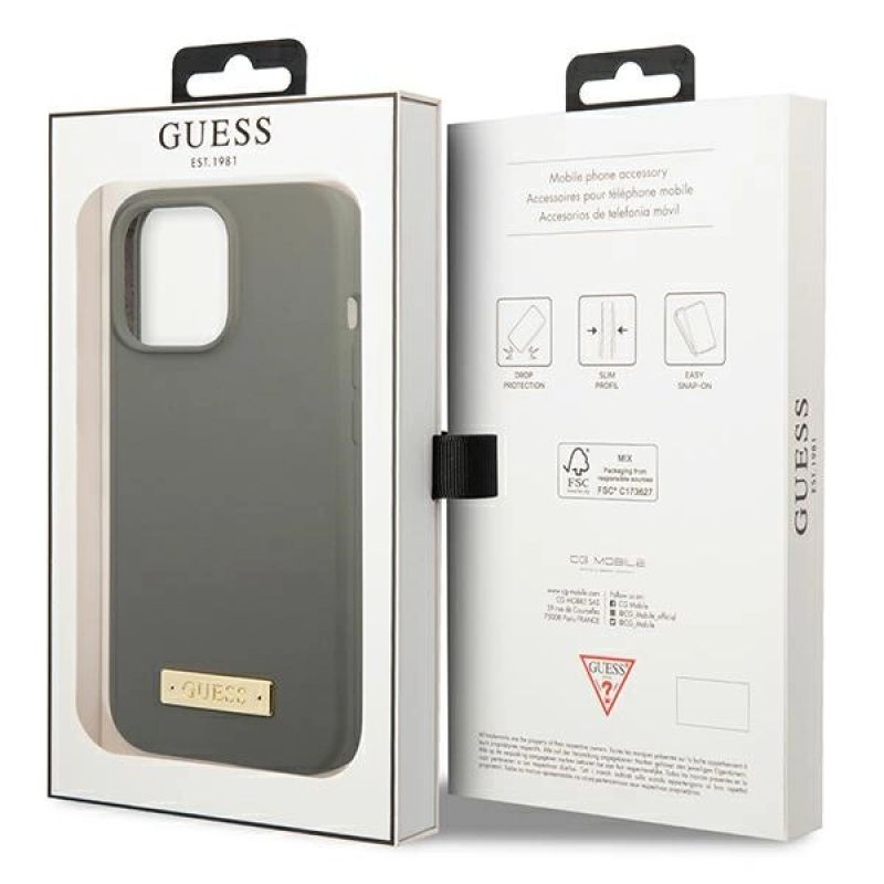 8. Guess GUHMP13LSPLG iPhone 13 Pro / 13 6.1" Grau/Grau Hartschale Silikon Logo Plate MagSafe