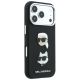 5. Karl Lagerfeld Saffiano Karl&Choupette Heads Pins Strap Logo Case für iPhone 18 Pro / 17 Pro - Schwarz
