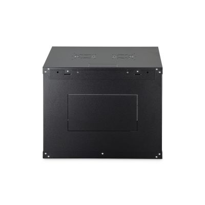 4. DYNAmic 19" 9U Rack 600x600 Wandmontage-Netzwerkschrank, Glastür, schwarz, ungeteilt, montiert, 60 kg