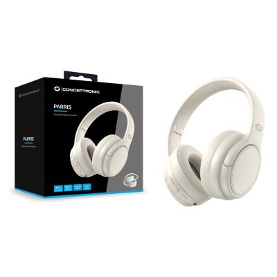 4. Conceptronic PARRIS03C Kopfhörer/Headset, kabelgebunden & kabellos, mit Bluetooth-Funktion, Creme