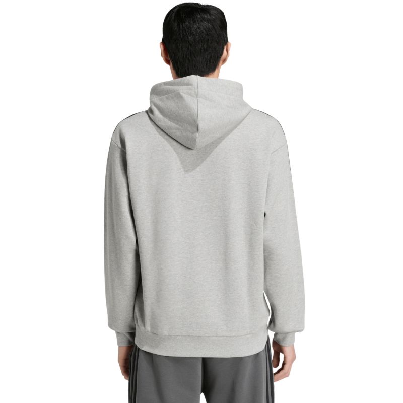 2. adidas Essentials Herren-Hoodie mit 3 Streifen aus French Terry, Grau, KY4202