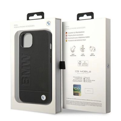 8. Hülle BMW BMHCP14MSLLBK iPhone 14 Plus 6,7 "schwarz / schwarz Lederstempel