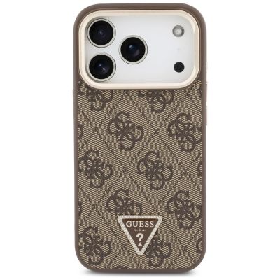 3. Guess 4G PU Triangle Logo & Stand Camera MagSafe Hülle für iPhone 18 Pro / 17 Pro – braun