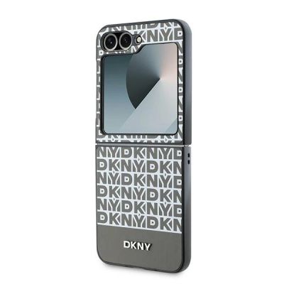 6. DKNY Repeat Pattern Bottom Stripe Hülle für Samsung Galaxy Z Flip 6 – braun