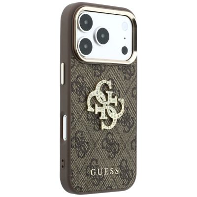 4. Guess 4G & Big Strass Logo Hülle für iPhone 17 Pro Max / 18 Pro Max - Braun