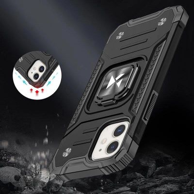 7. Wozinsky Ring Armor iPhone 14 Plus Hybrid-Schutzhülle + Magnethalterung Schwarz