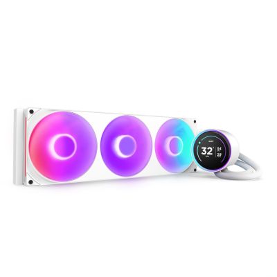 7. NZXT Kraken Elite 420 RGB All-in-One-Flüssigkeitskühler für Prozessoren, 14 cm, Weiß, 1 Stück.