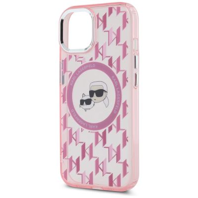 6. Karl Lagerfeld IML Monogram Karl & Choupette Head MagSafe-Hülle für iPhone 15 – Rosa