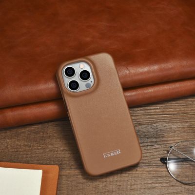 23. iCarer CE Premium Leather Folio Case iPhone 14 Pro Magnetic Flip Leather Folio Case MagSafe braun (WMI14220714-BN)
