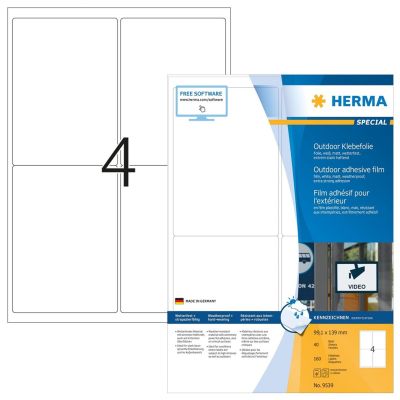 3. HERMA 9539 Selbstklebeetiketten Rechteckig Weiß 160 Stück.