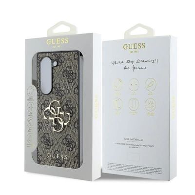 7. Guess Leder 4G Metall-Logo-Hülle für Samsung Galaxy Z Fold 6 – braun
