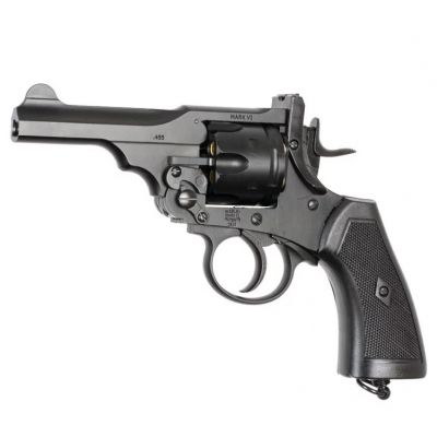 WEBLEY MKVI .455 Polizeirevolver, Kal. 4,5 mm, Diabolo, 6-Schuss-Patronen, 4"-Lauf, CO2 Black Ekp do17J