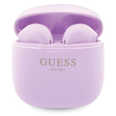 Guess GUTWST26PSU TWS Bluetooth-Kopfhörer + Dockingstation – lila Klassisches EST-Logo