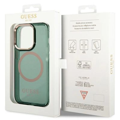 8. Guess GUHMP14LHTCMA iPhone 14 Pro 6,1" grün/khaki Hartschale Gold Outline Translucent MagSafe