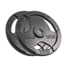 Olympia-Hantelset aus Gusseisen, 2 x 15 kg, 51-mm-Loch, Hantelscheibe mit Griffen, REBEL ACTIVE